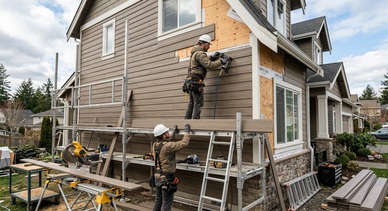 Faux Wood Siding Installation in Huntersville, NC